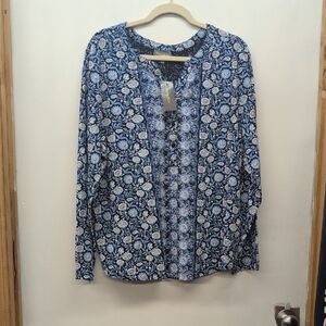 Style & Co. Blue Floral Blouse
